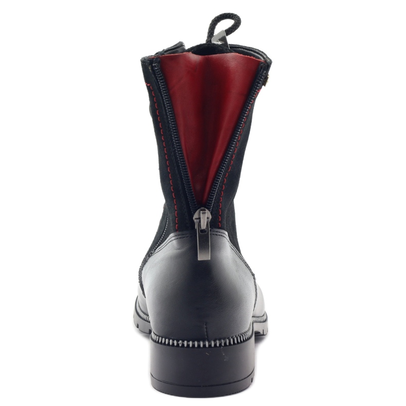 Kožené kozačky pro ženy Kazkobut 2809 černé kozačky černá červené 4