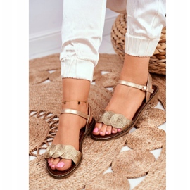 S.Barski Dámské sandály Flat Gold Barski Humanity zlatý 1