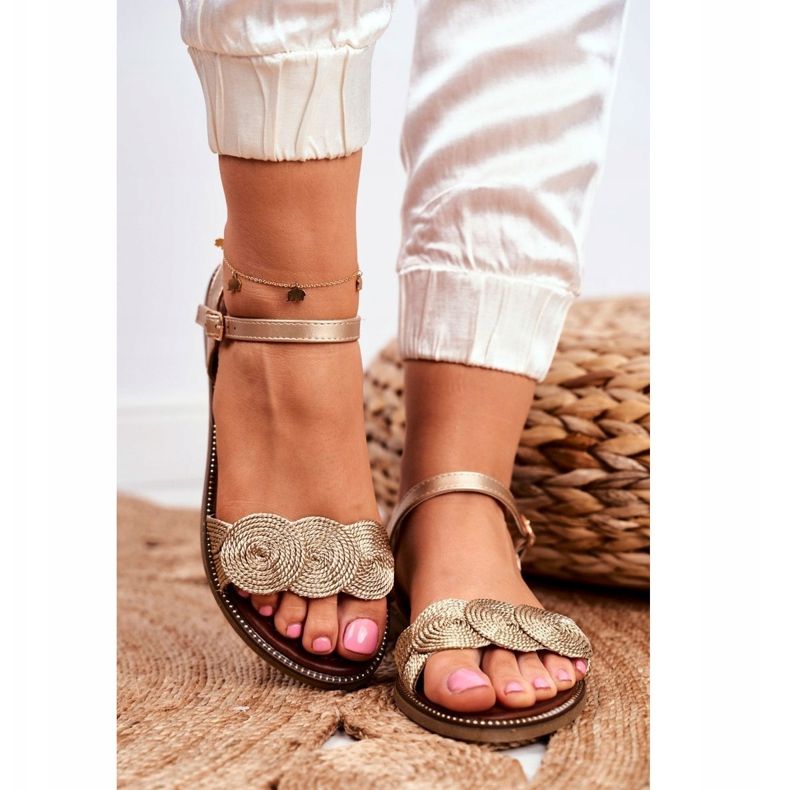 S.Barski Dámské sandály Flat Gold Barski Humanity zlatý 2