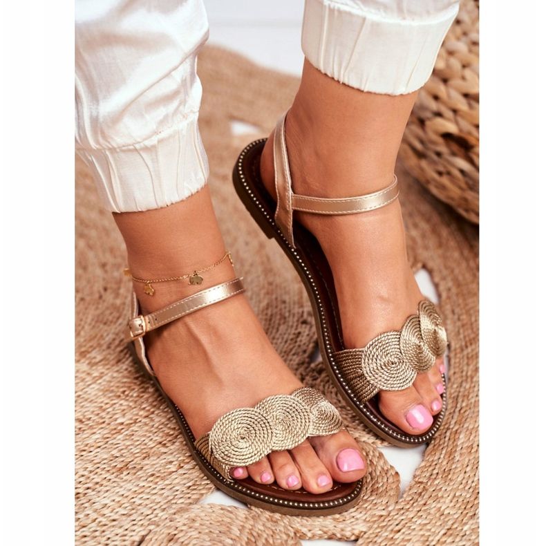 S.Barski Dámské sandály Flat Gold Barski Humanity zlatý 3