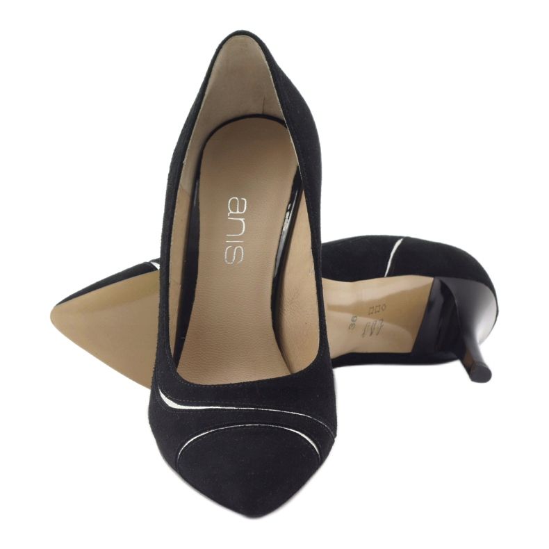 Dámské lodičky na jehlovém podpatku Anis 4474 černé černá stříbrný 3