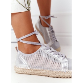 S.Barski Prošívané prolamované espadrilky S. Barski L17704 Silver stříbro 1