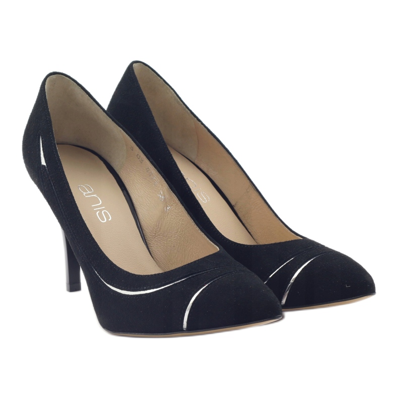 Dámské lodičky na jehlovém podpatku Anis 4474 černé černá stříbrný 4