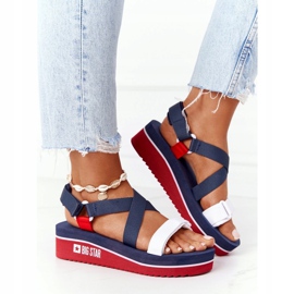 Pěnové sandály na klínu Big Star HH274A084 Navy Blue červený námořnická modř 1