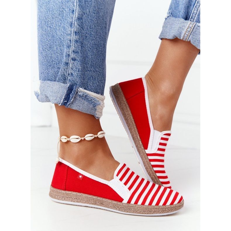 Dámské espadrilky Big Star HH276003 červeno-bílé bílý červené 2