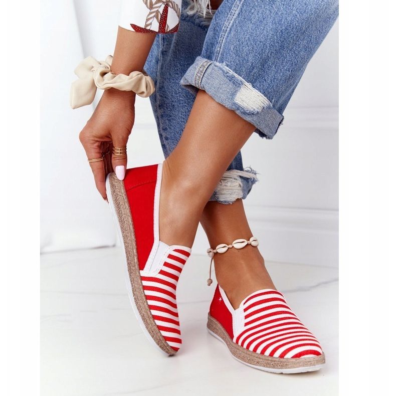 Dámské espadrilky Big Star HH276003 červeno-bílé bílý červený 1