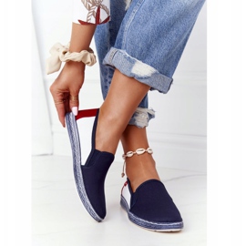 Dámské espadrilky Big Star HH276008 Navy Blue-White bílý červený námořnická modř 1