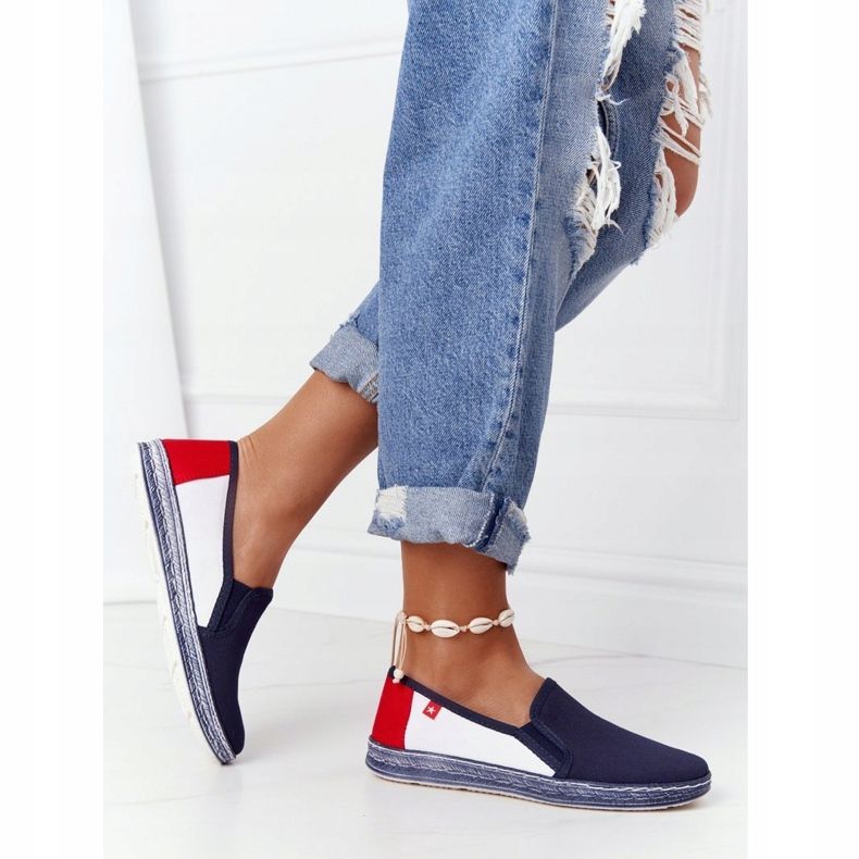 Dámské espadrilky Big Star HH276008 Navy Blue-White bílý červený námořnická modř 2