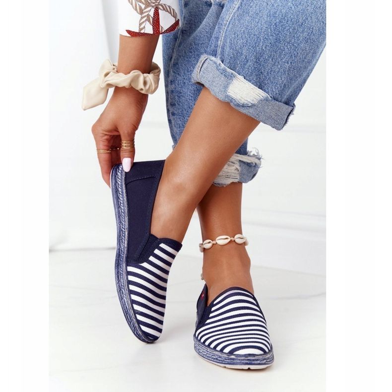 Dámské espadrilky Big Star HH276002 Navy Blue-White bílý námořnická modř 2