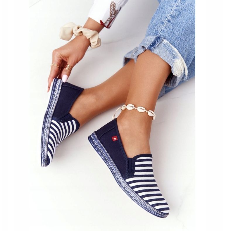 Dámské espadrilky Big Star HH276002 Navy Blue-White bílý námořnická modř 1