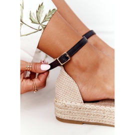 Krajkové espadrilky na pletené černé platformě Larissa béžový černý 1