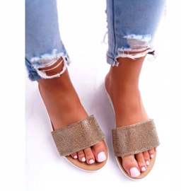 Zlaté dámské pantofle Lu Boo s dobrotami zlatý 3