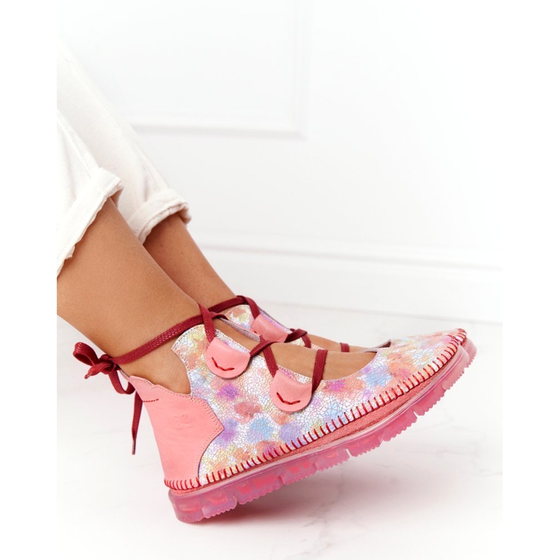 Dámské kožené boty Maciejka Pink 04457-15 modrý pomerančový růžový zelený žluť 5