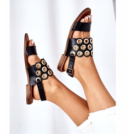 Kožené prolamované sandály Lewski Shoes 3042 černé černá 1