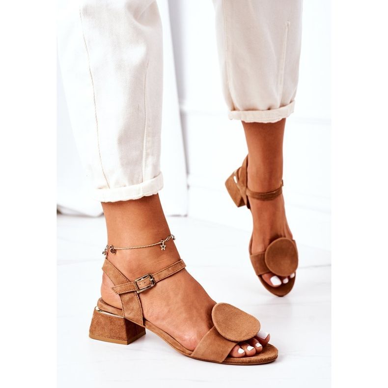 Semišové sandály na vysokém podpatku Maciejka 5198A-29 Red hnědý 1