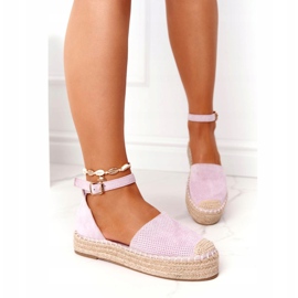 Espadrilles On The Straw Platform Violet Bali fialová 3