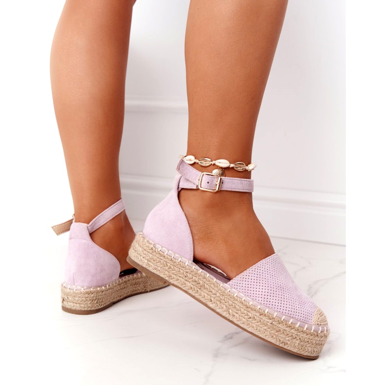 Espadrilles On The Straw Platform Violet Bali fialový 1