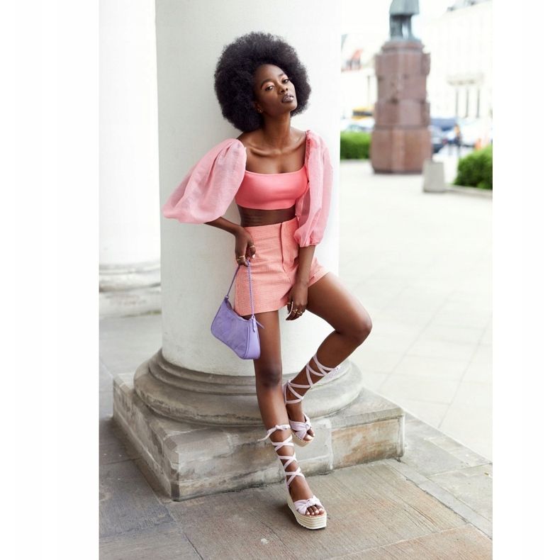 PS1 Svázané sandály na opletené platformě Violet La Palma béžový fialový 1