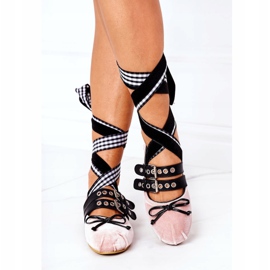 Vázané velurové balerínky Lu Boo Pink růžový 2