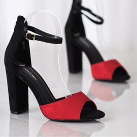 Goodin Semišové sandály na baru černá červené 1