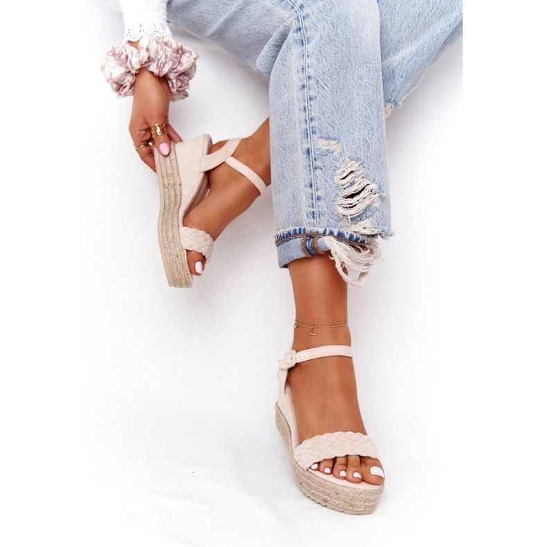 PS1 Béžové baleárské klínové sandály béžový 5