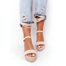 PS1 Béžové baleárské klínové sandály béžový 4