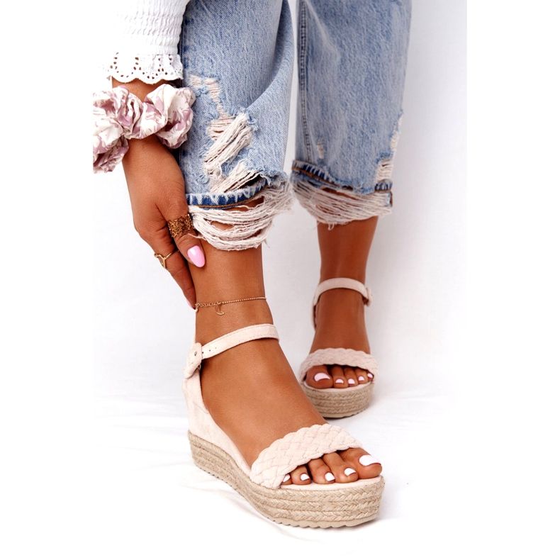 PS1 Béžové baleárské klínové sandály béžový 1