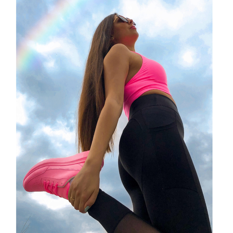 SHELOVET Klasické ekologické kožené tenisky růžový 2