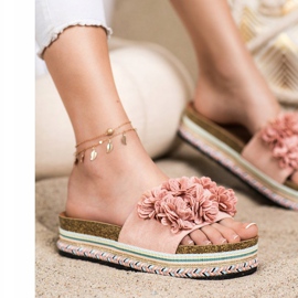 SHELOVET Pantofle Na Platformě S Ornamentem růžový 1