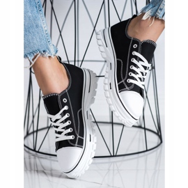 SHELOVET Tenisky S Eko Kůže Na Platformě černá 2