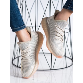 SHELOVET Textilní tenisky na platformě béžový 2