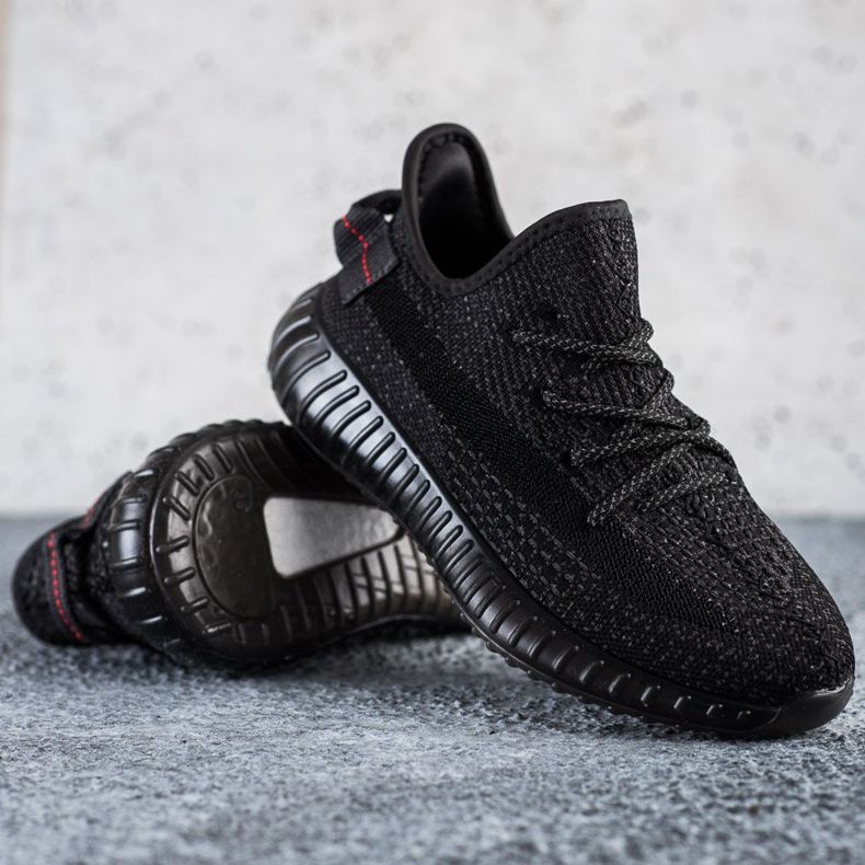 SHELOVET Textilní tenisky na platformě černá 1