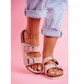 EVE Dámské pantofle na korku se sponami růžové Si Senor růžový 4