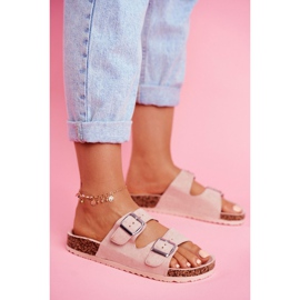 EVE Dámské pantofle na korku se sponami růžové Si Senor růžový 3