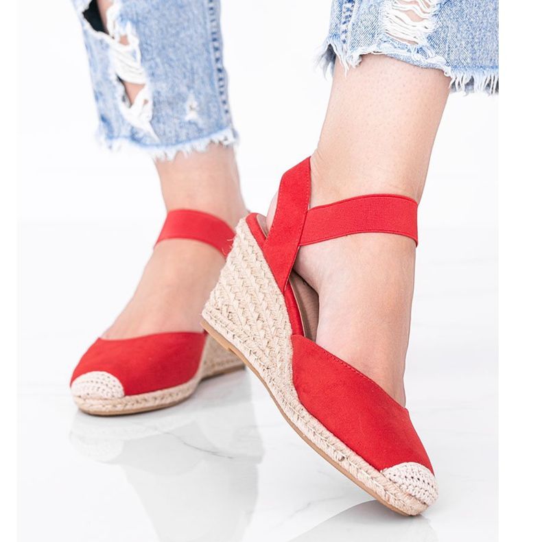 Červené espadrilky na Louise klín červený 1