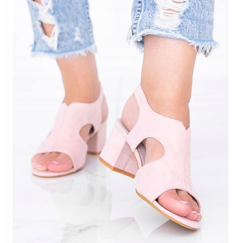 Růžové sandály na nízkém sloupku Buenna růžový 1