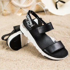 Filippo Kožené sandály se suchým zipem černá 1