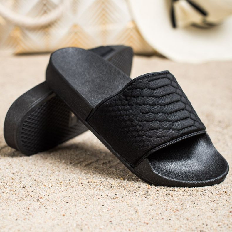 SHELOVET Černé textilní pantofle černá 1