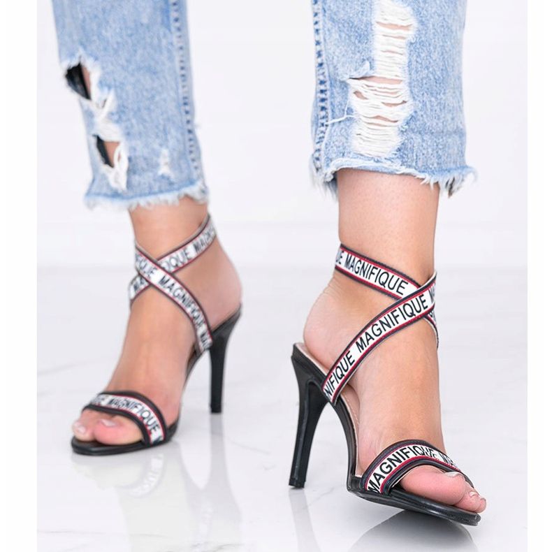 Černé sandály na vysokém podpatku Venusi černá 1 Černé sandály na vysokém podpatku Venusi černá 1