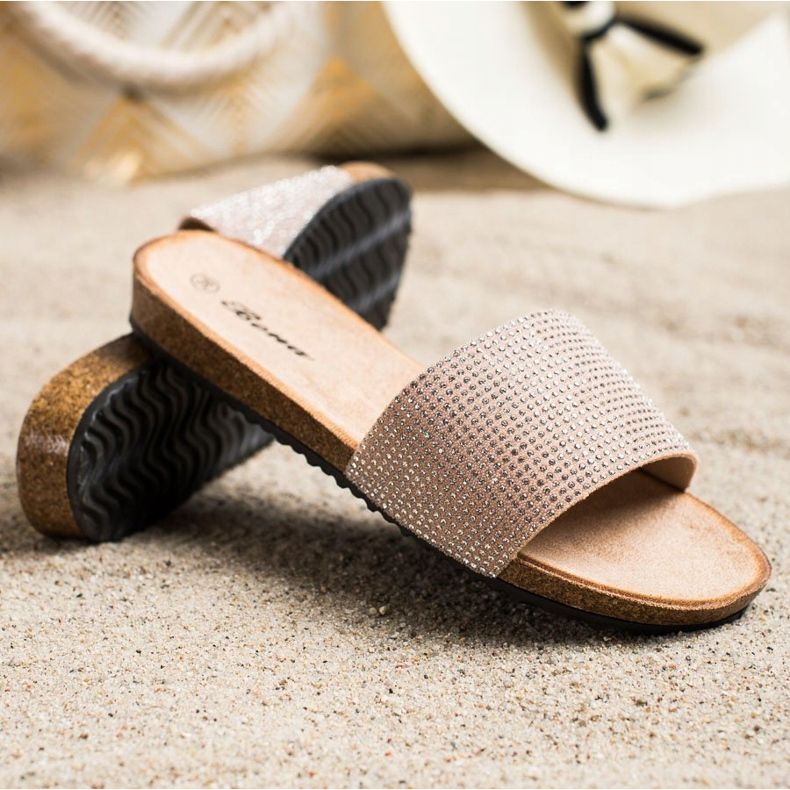 Bona Elegantní pantofle s kubickým zirkonem růžový 1