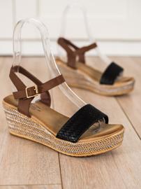 Bona Módní klínové sandály hnědý černý 1