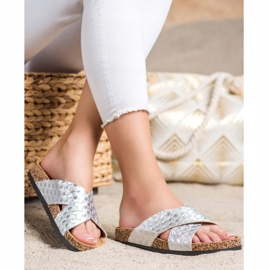 Bona Pohodlné pantofle z ekologické kůže stříbrný 2