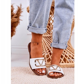 Nicole Dámské klasické kožené pantofle bílé Evie bílý zlatý 4