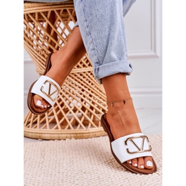 Nicole Dámské klasické kožené pantofle bílé Evie bílý zlatý 5