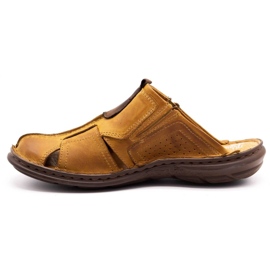 Polbut Kožené pánské pantofle 312 červené vícebarevný oranžový 1 Polbut Kožené pánské pantofle 312 červené vícebarevný oranžový 1