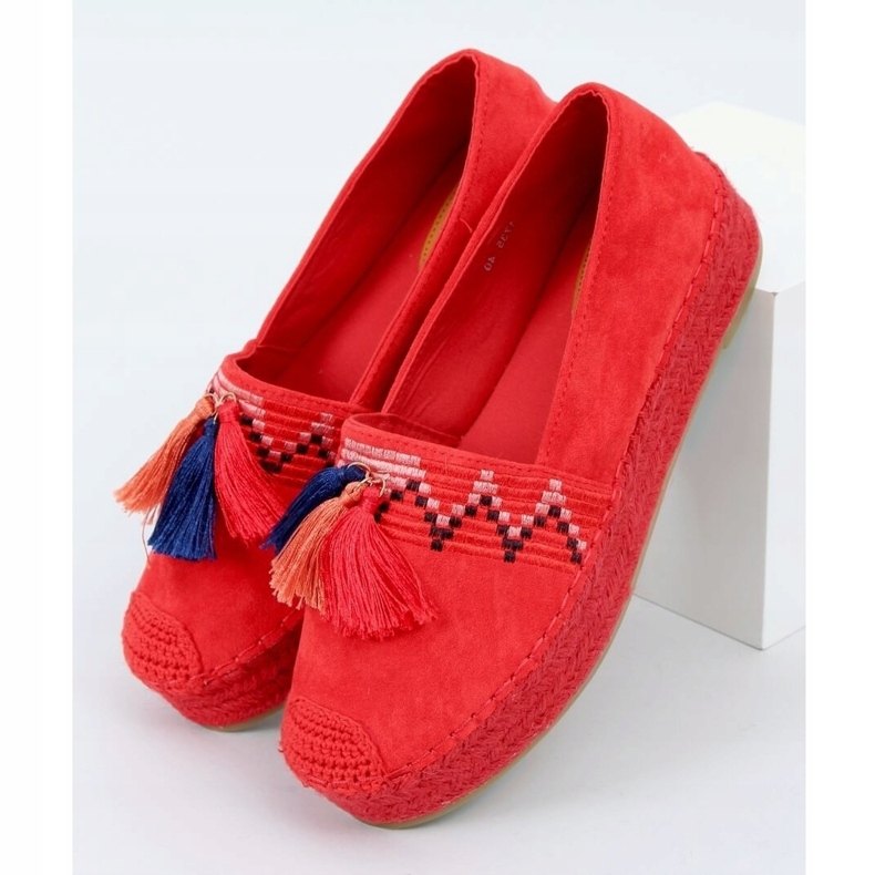 Červená 1735 espadrilky s červenými třásněmi 1