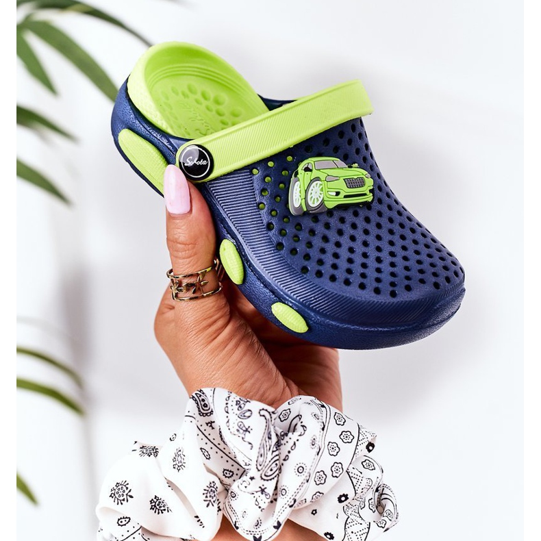 Dětské pěnové pantofle Kroks Navy Blue-Green Oliver modrý zelená 1