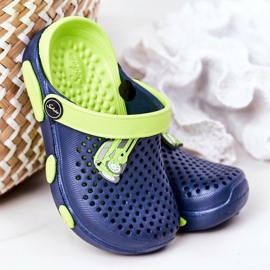 Dětské pěnové pantofle Kroks Navy Blue-Green Oliver modrý zelený 2
