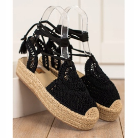Seastar Svázané espadrilky na platformě černý 2