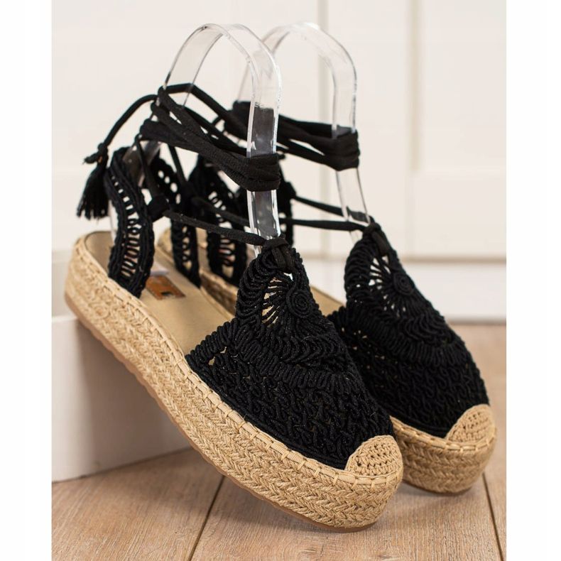 Seastar Svázané espadrilky na platformě černá 2